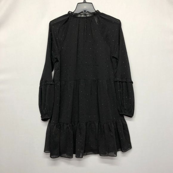 NWT Express Textured Clip Dot Tiered Trapeze Dress Size Small Black B247 -23 - Picture 12 of 16
